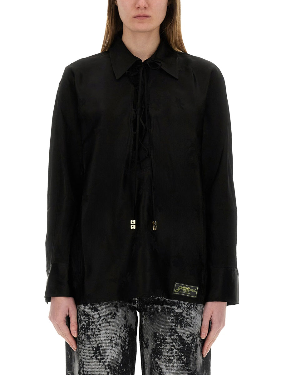 Ganni Women Jacquard Satin Shirt GANNI