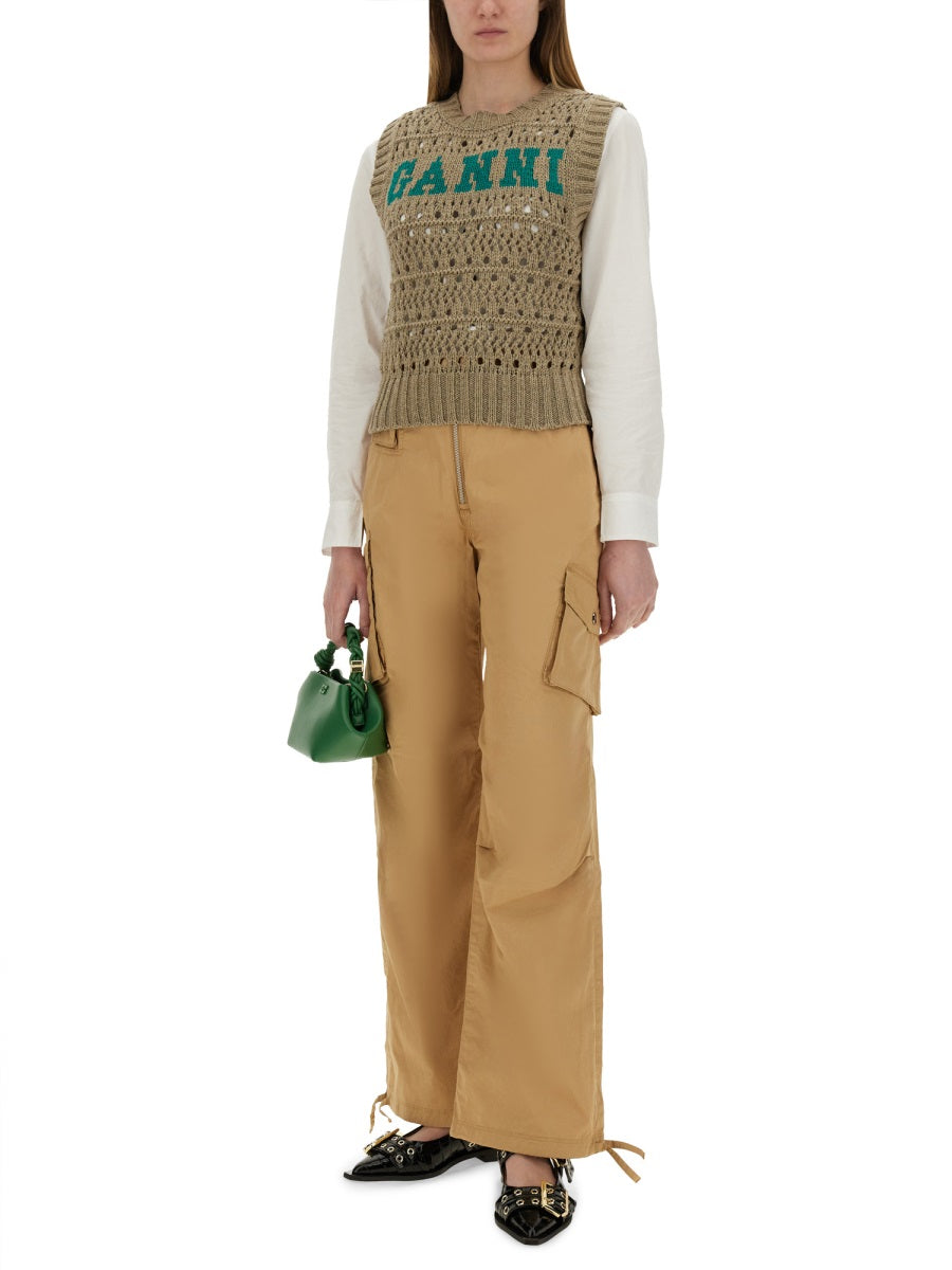Ganni Women Cotton Twill Cargo Pants GANNI
