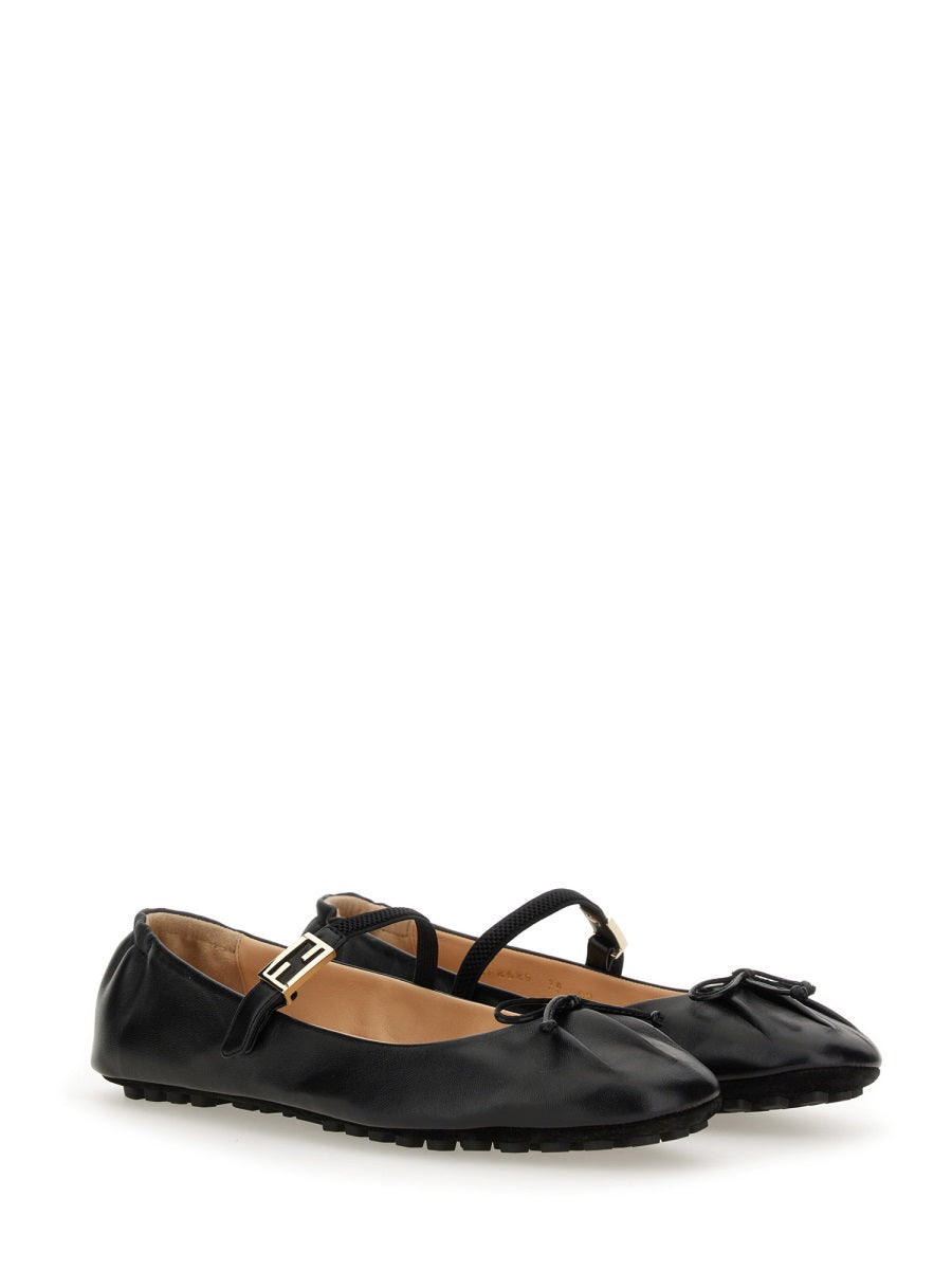 Fendi Women Ballerina With Ff Baguette Pattern