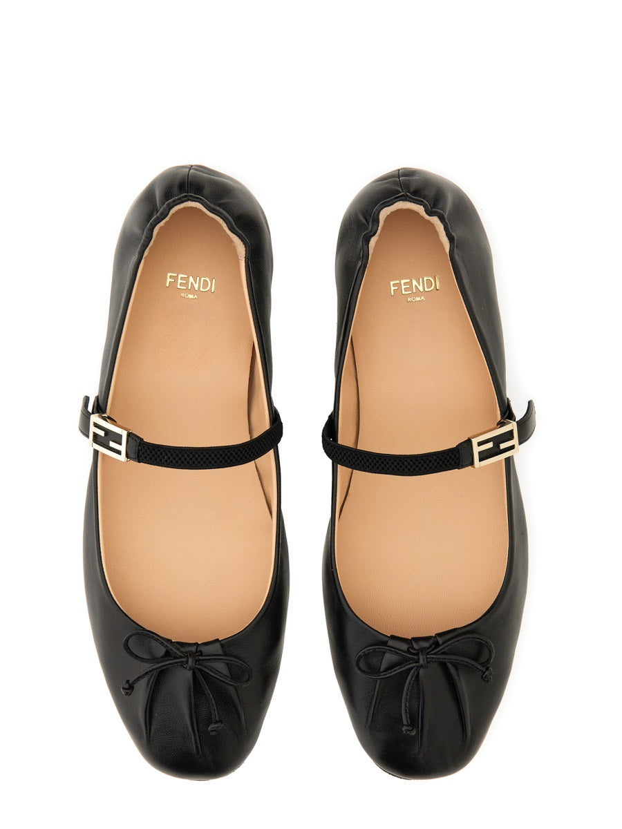Fendi Women Ballerina With Ff Baguette Pattern