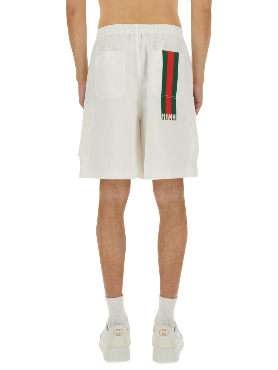 Gucci Men Cotton "Web" Shorts GUCCI