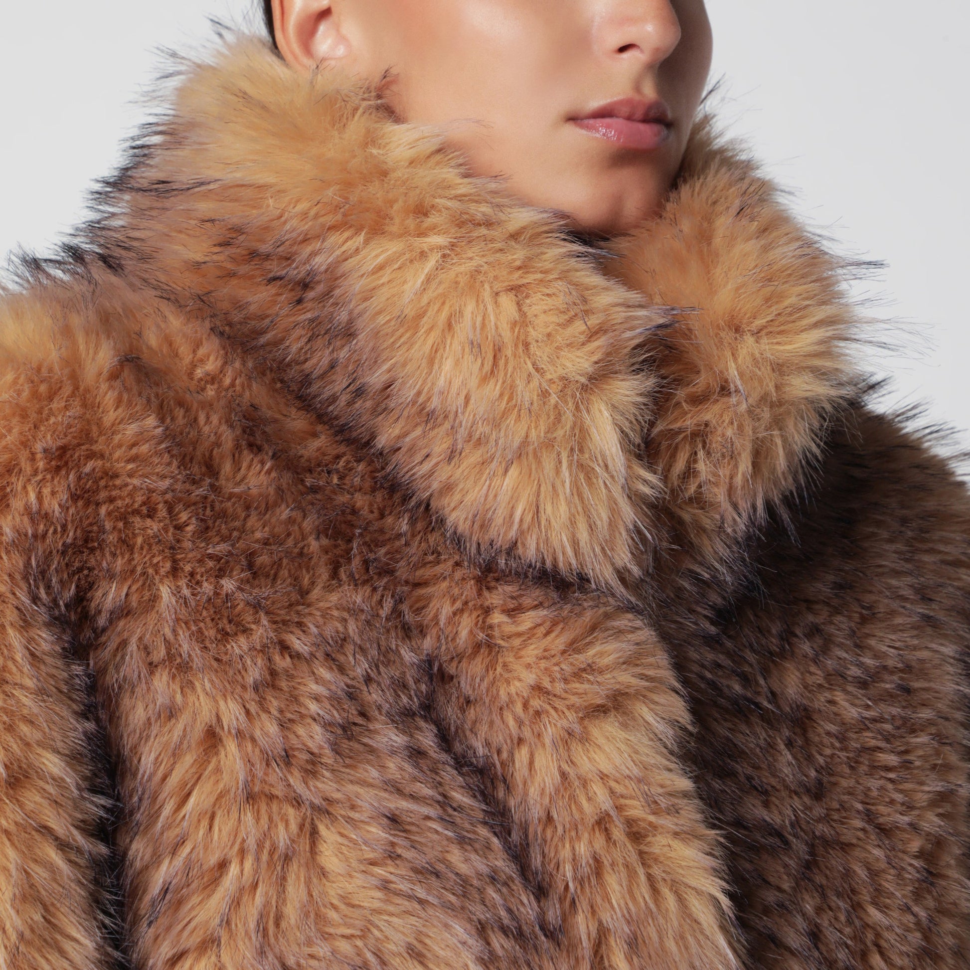 Rotate Short Beige Faux Fur Jacket Women ROTATE