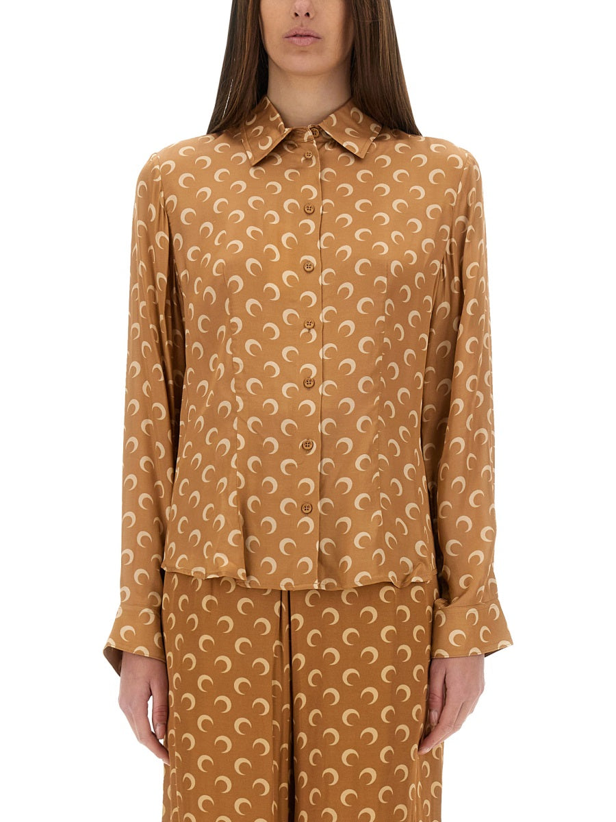 Marine Serre Women "Moon" Satin Shirt MARINE SERRE