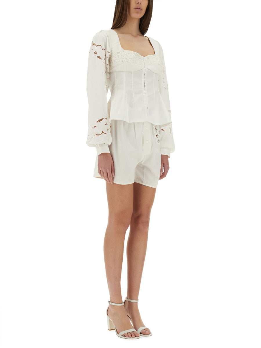 Marine Serre Women Upcycled Linen Shorts MARINE SERRE