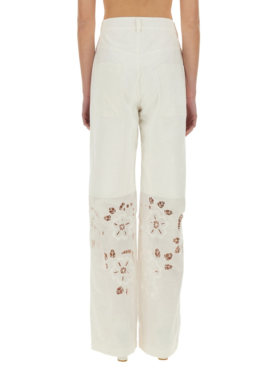 Marine Serre Women Upcycled Linen Pants MARINE SERRE