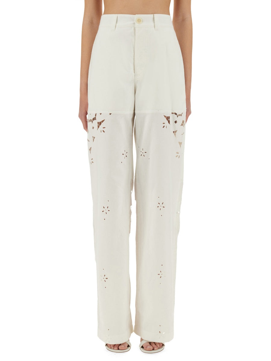 Marine Serre Women Upcycled Linen Pants MARINE SERRE