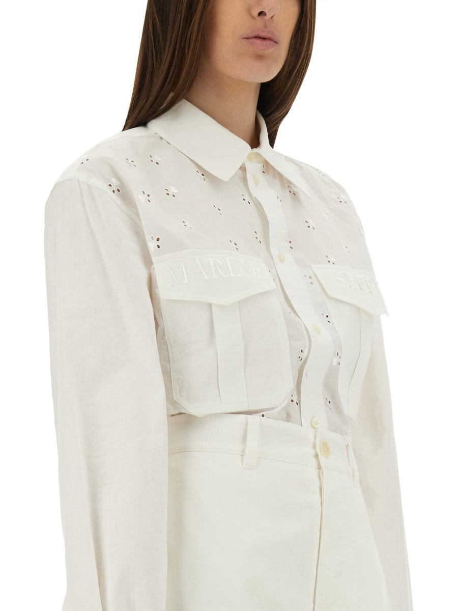 Marine Serre Women Upcycled Linen Shirt MARINE SERRE