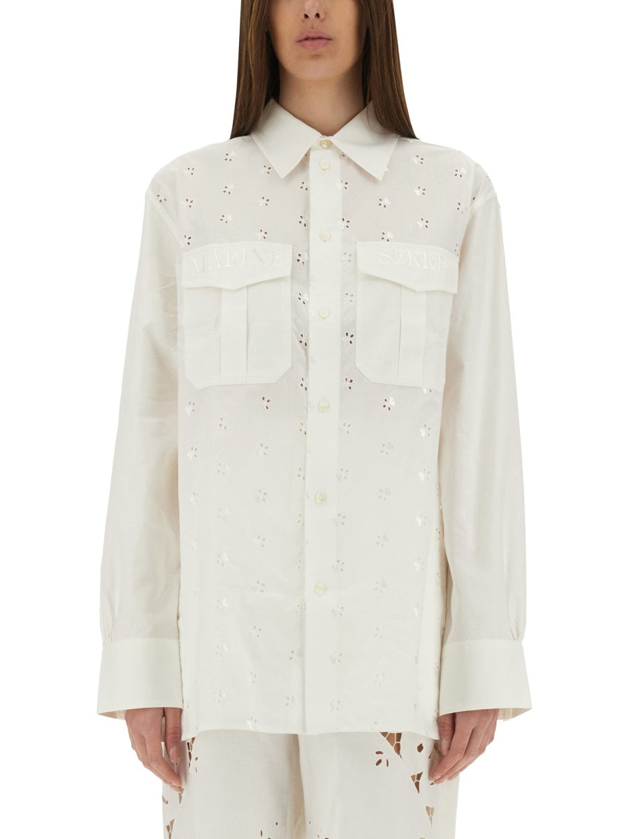 Marine Serre Women Upcycled Linen Shirt MARINE SERRE