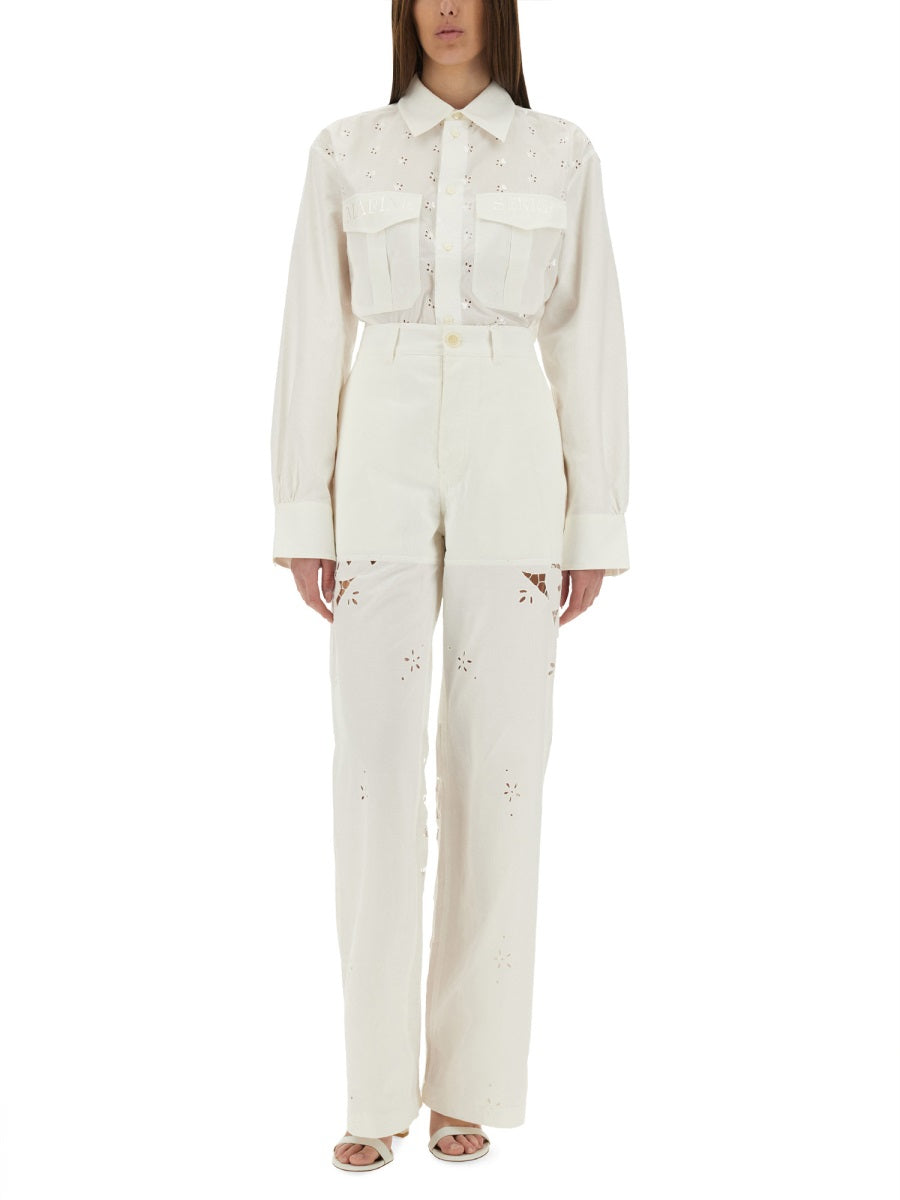 Marine Serre Women Upcycled Linen Shirt MARINE SERRE