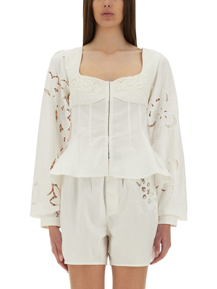 Marine Serre Women Upcycled Linen Top MARINE SERRE