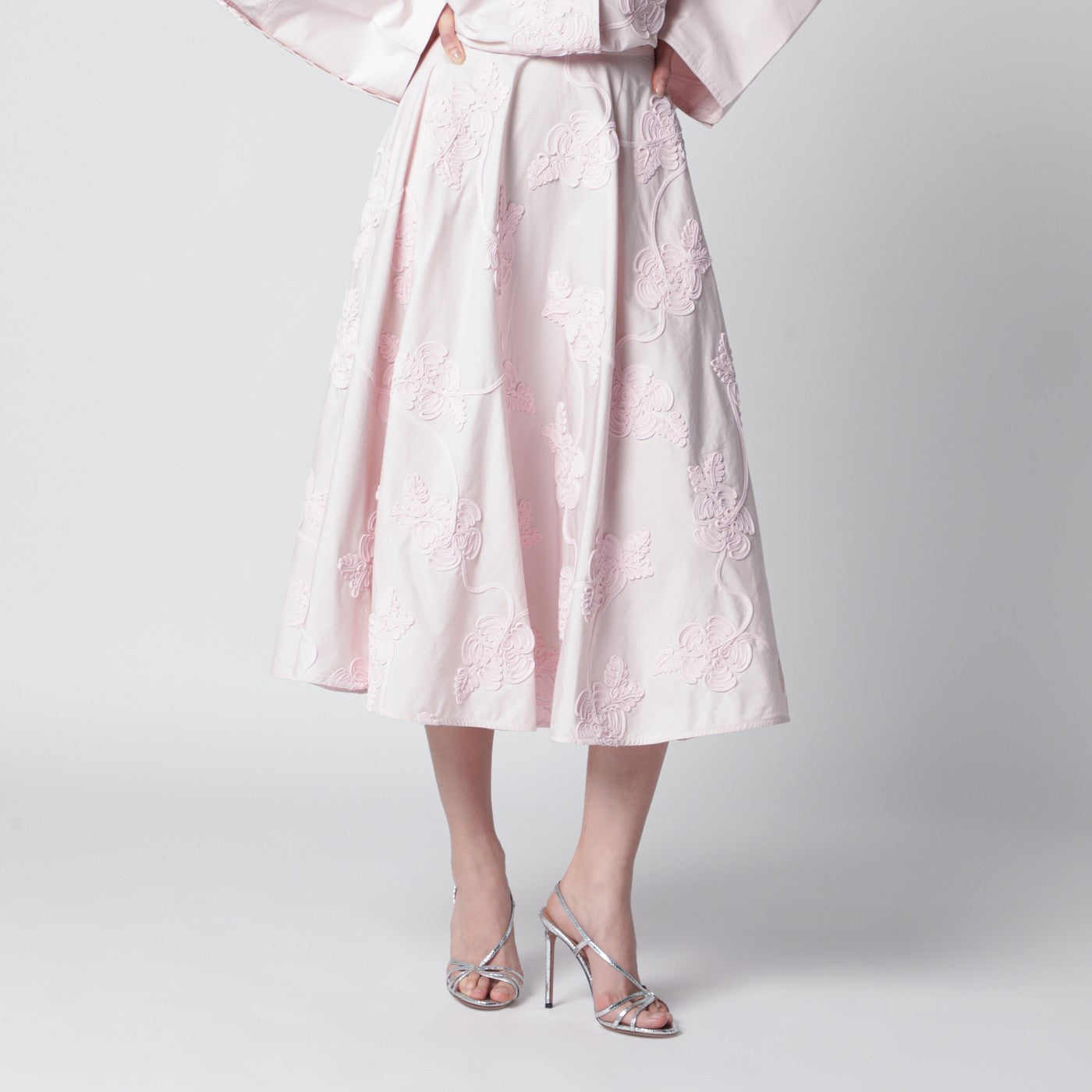 Rotate Orchid Pink Skirt With Floral Embroidery Women ROTATE