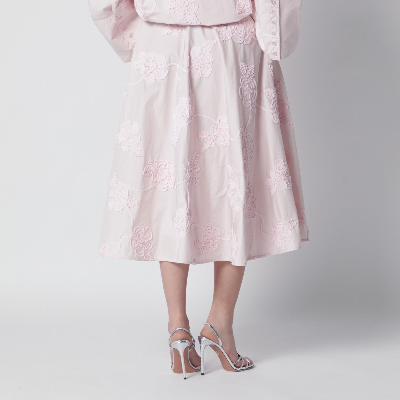 Rotate Orchid Pink Skirt With Floral Embroidery Women ROTATE