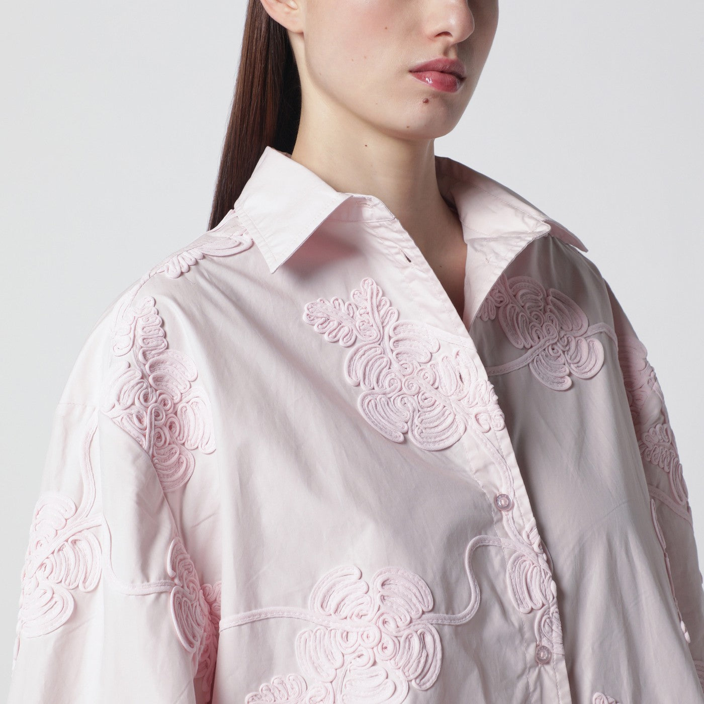 Rotate Oversized Orchid Pink Shirt With Floral Embroidery Women ROTATE
