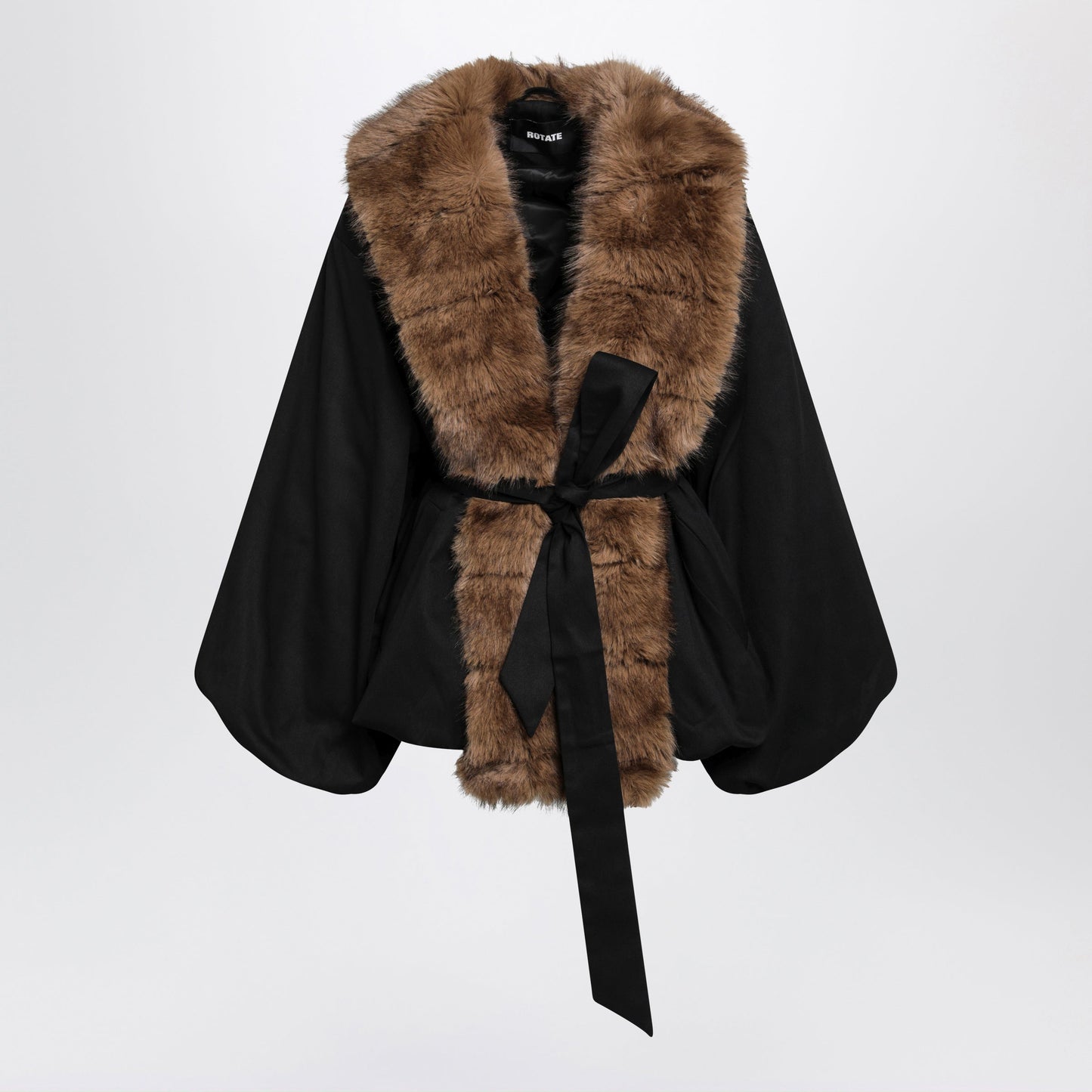 Rotate Black Jacket With Faux Fur Details Women ROTATE