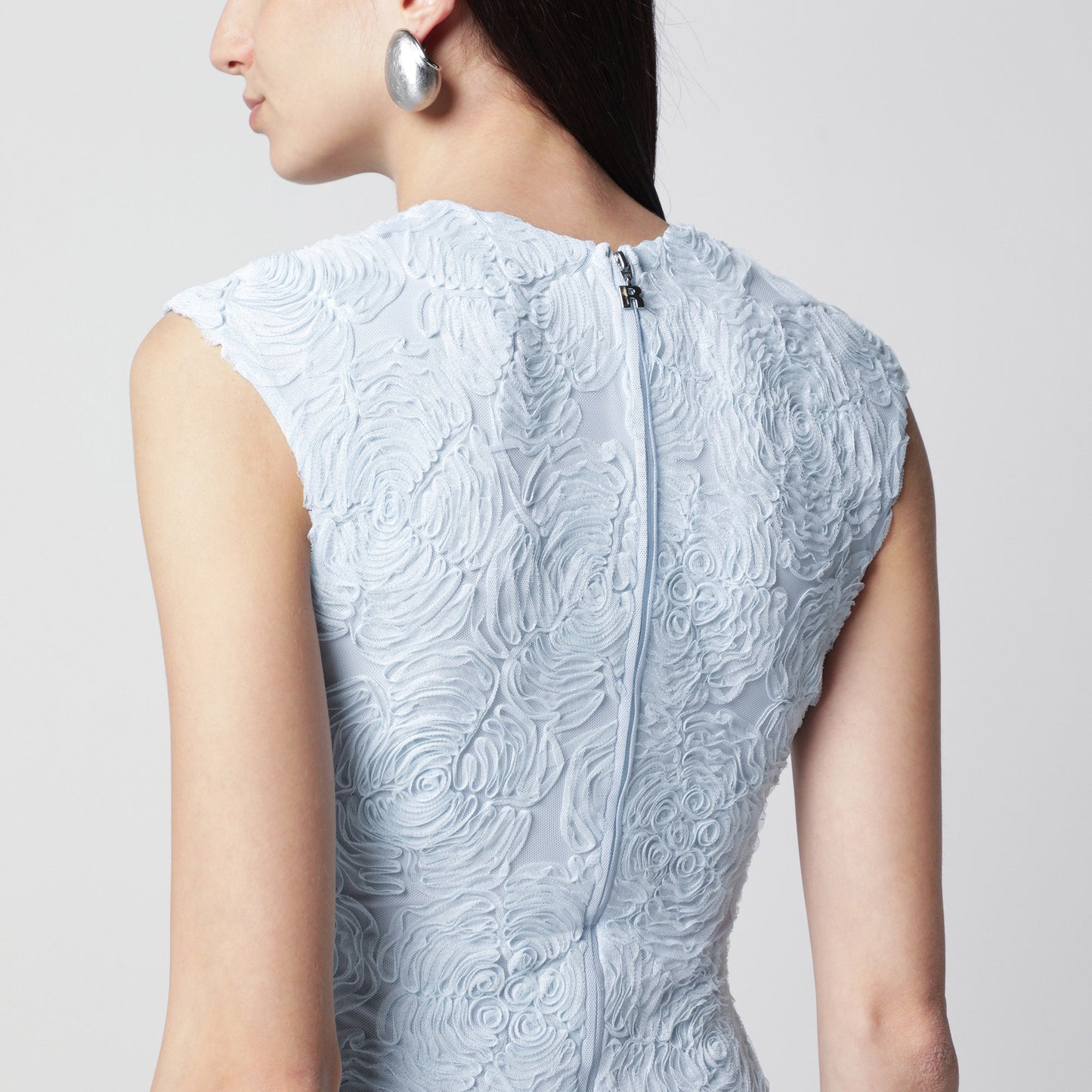 Rotate Light Blue Floral Mesh Mini Dress Women ROTATE