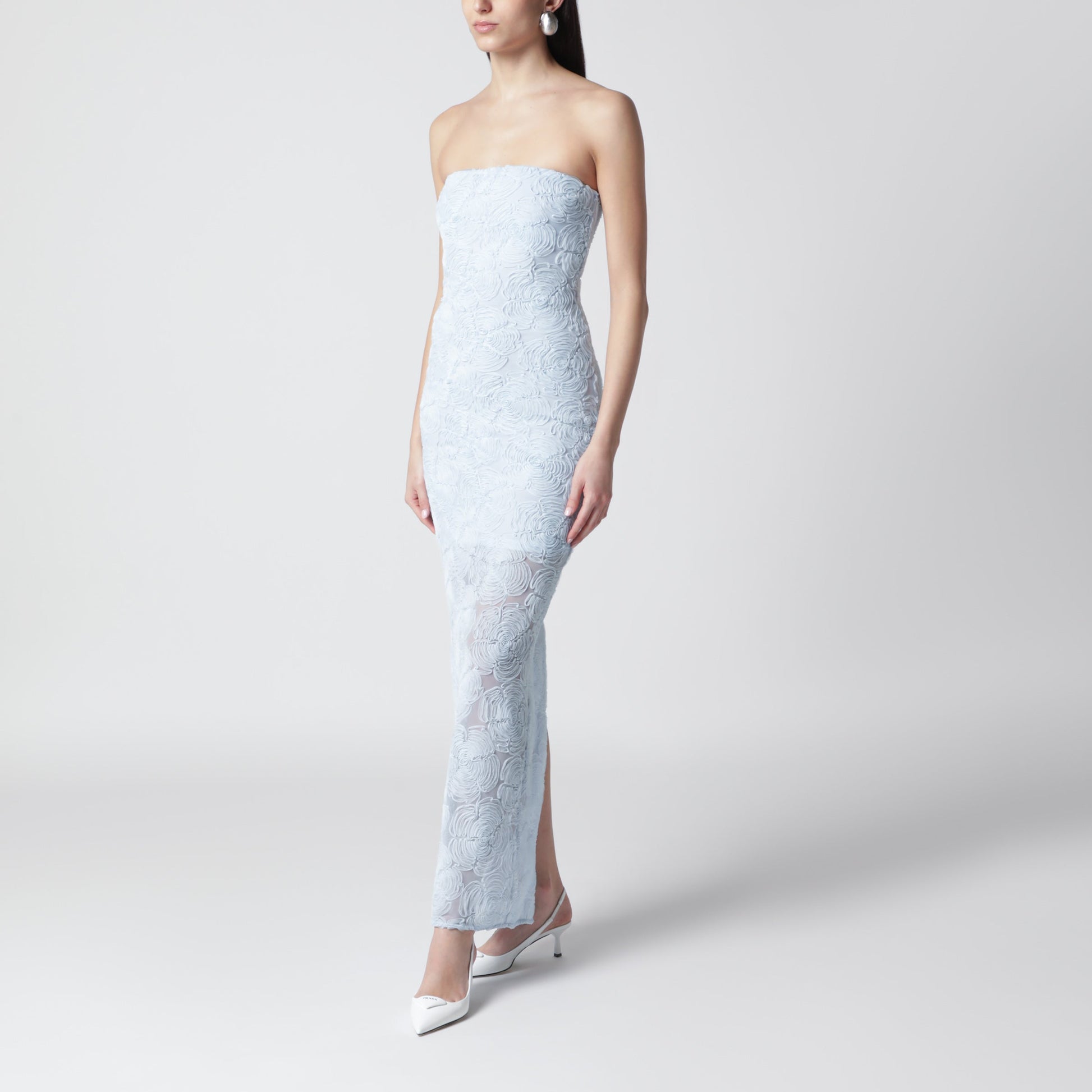 Rotate Light Blue Floral Mesh Sheath Dress Women ROTATE