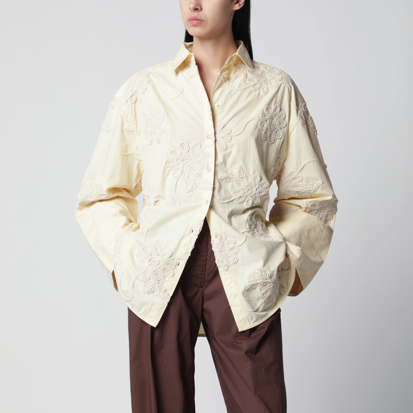 Rotate Oversized Shirt Flower In Organic Cotton, Italian Straw Women ROTATE