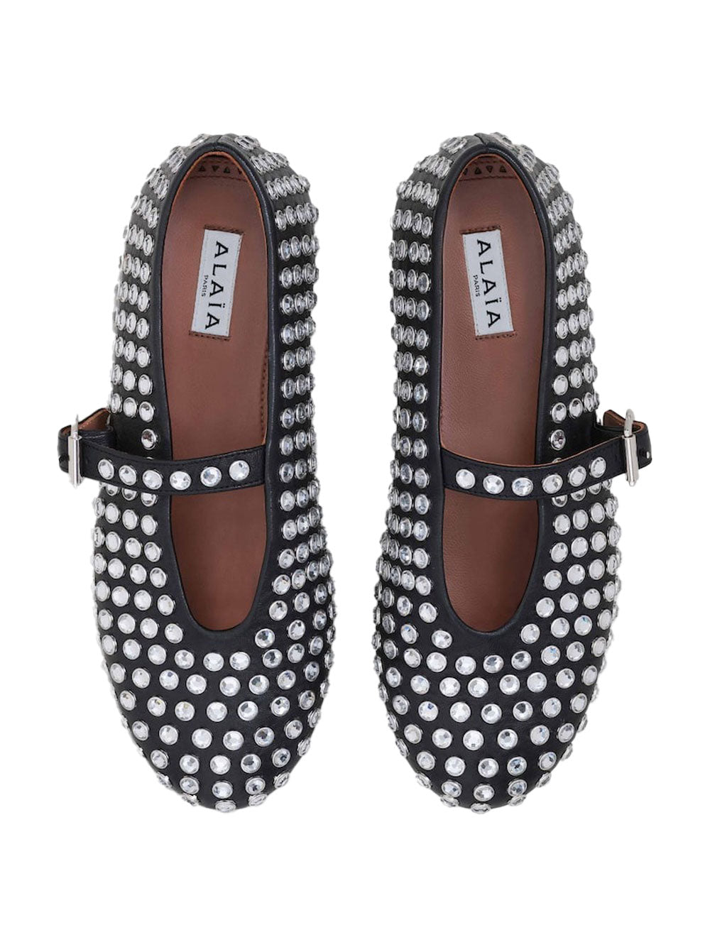 Alaia Women Leather Ballet Flats With Strass ALAIA