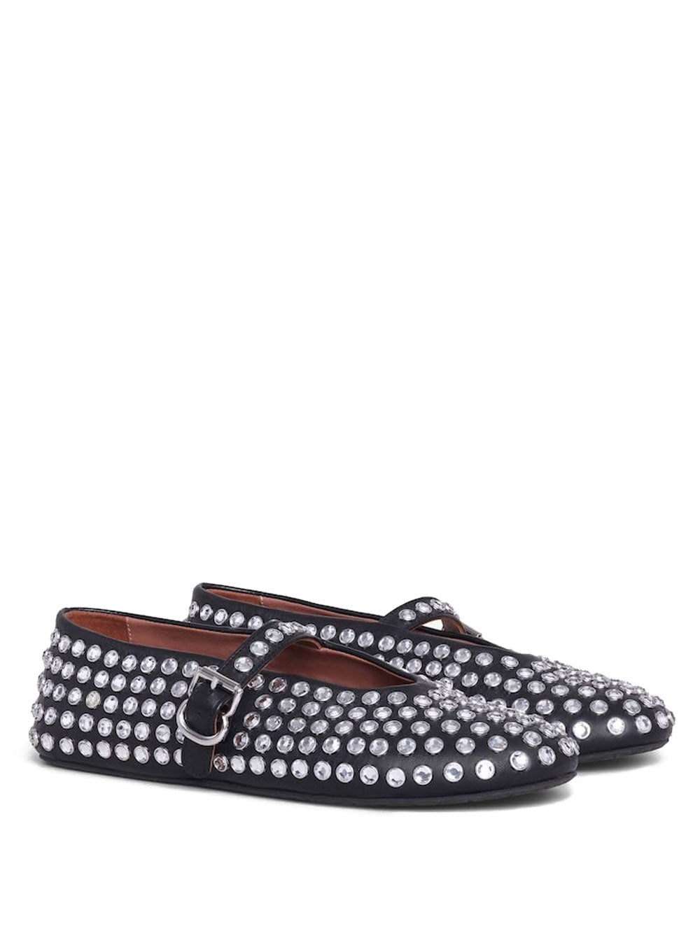 Alaia Women Leather Ballet Flats With Strass ALAIA