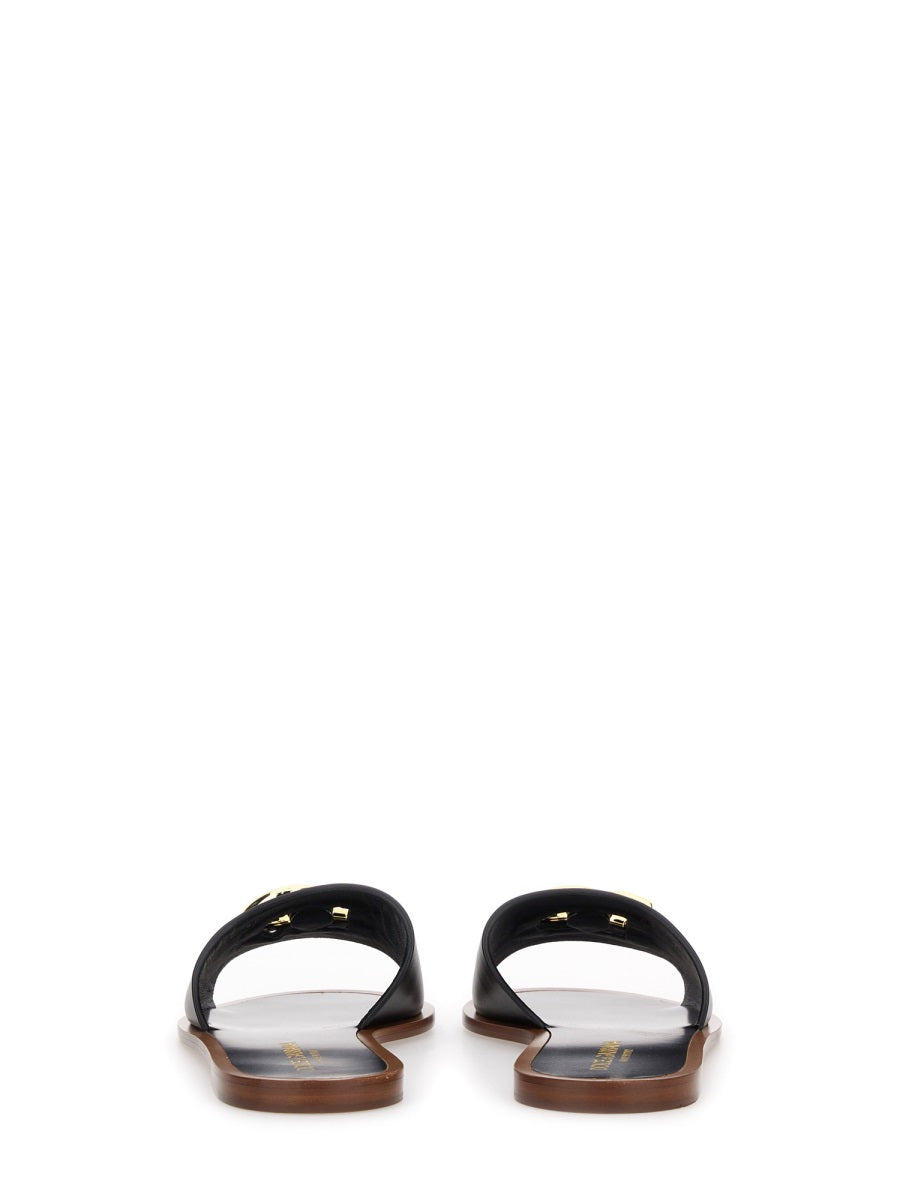 Dolce & Gabbana Women Leather Slide Sandal DOLCE & GABBANA