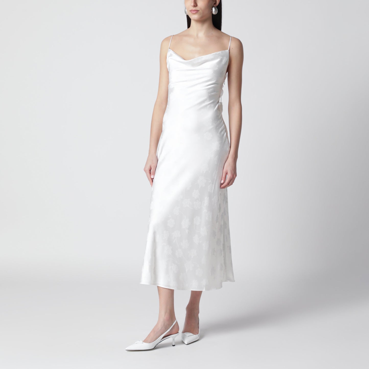 Rotate White Damask Midi Dress Women ROTATE