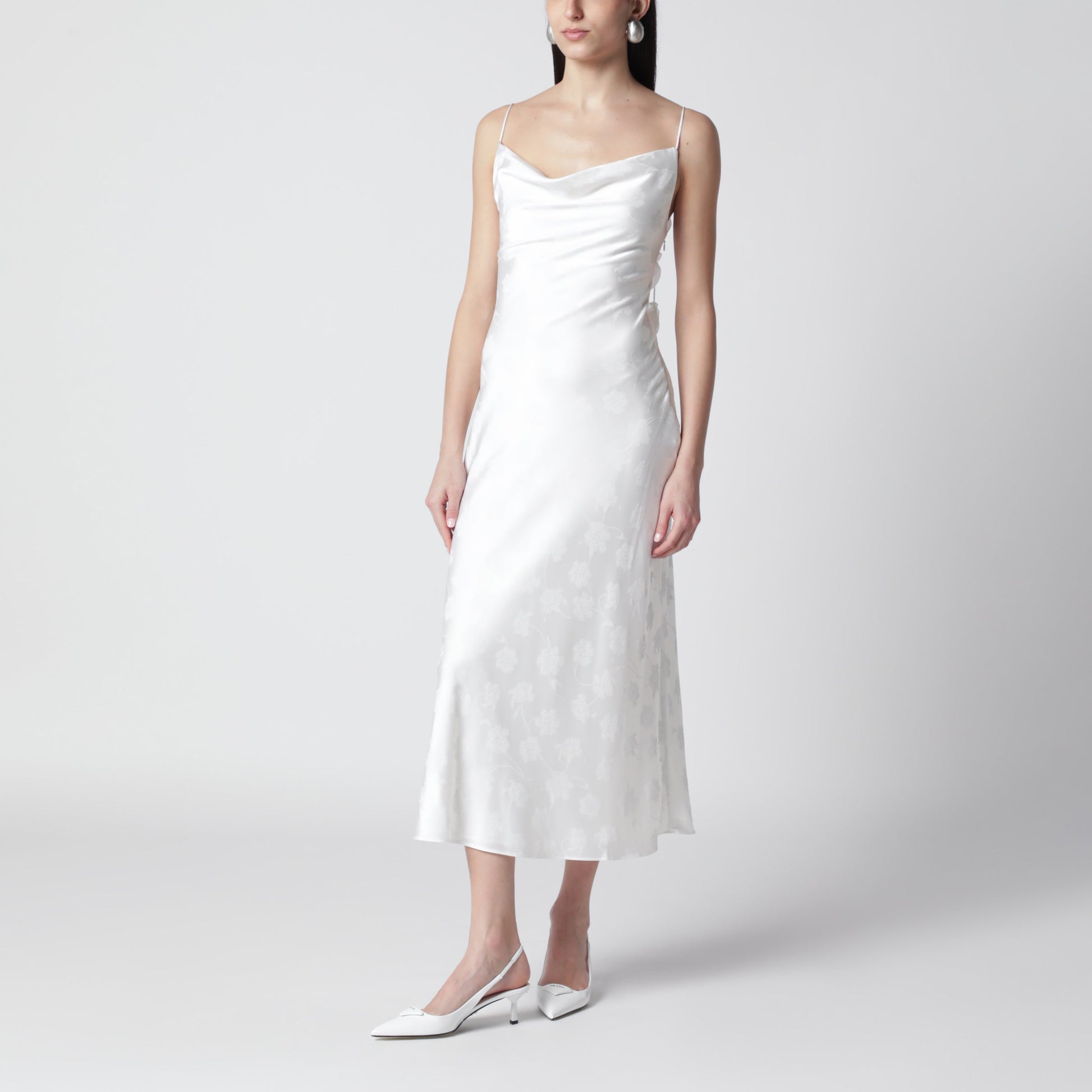 Rotate White Damask Midi Dress Women ROTATE