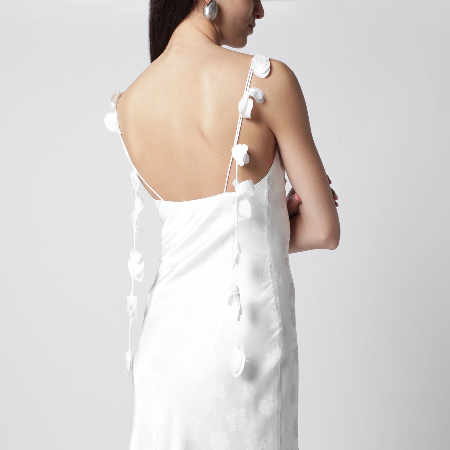Rotate White Damask Midi Dress Women ROTATE