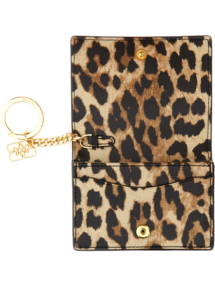 Ganni Women "Bou" Card Holder With Animal Motif GANNI