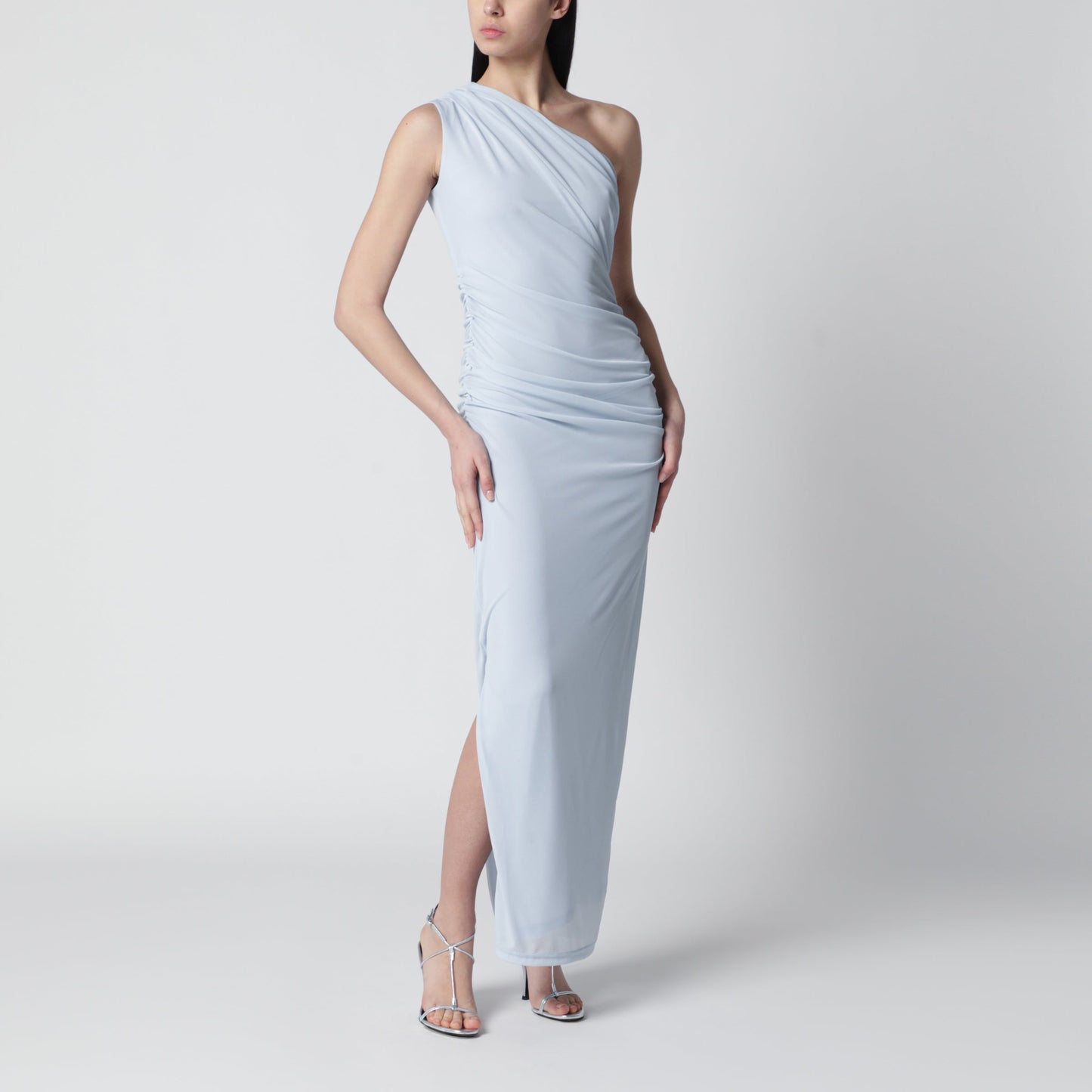 Rotate One-Shoulder Draped Maxi Dress In Plein Air Blue Women ROTATE