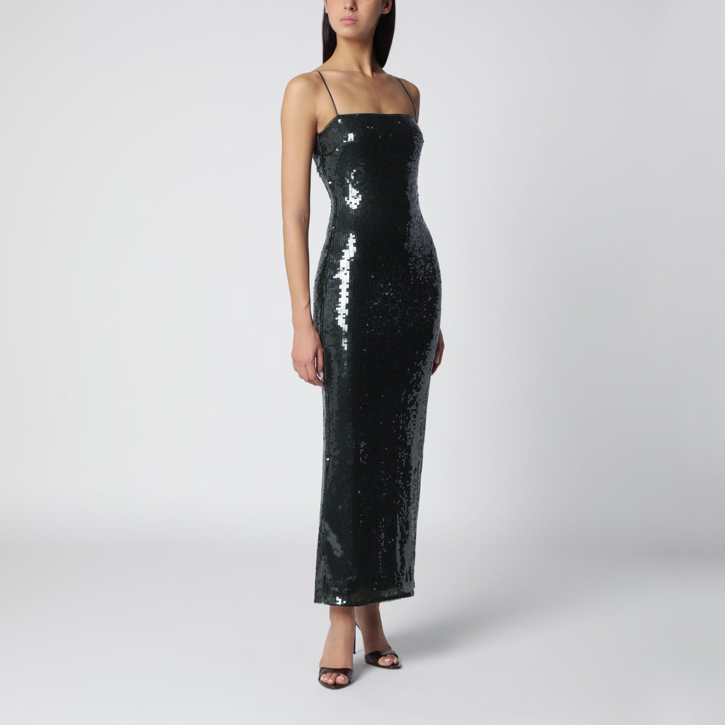 Rotate Olive Black Sequined Maxi Dress Women ROTATE