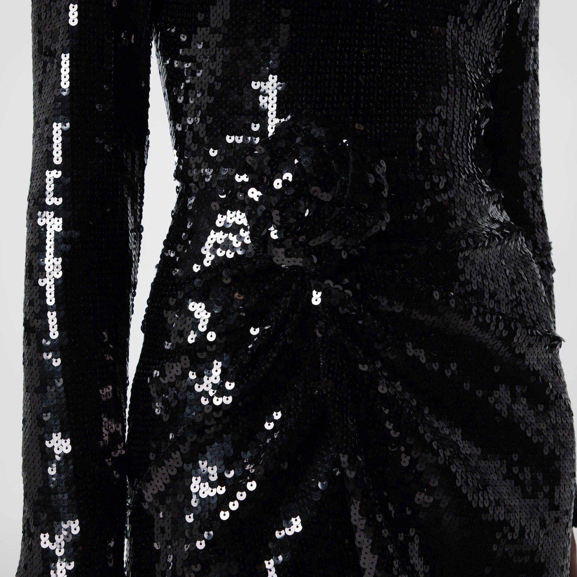 Rotate Black Sequined Mini Dress With Rosette Women ROTATE