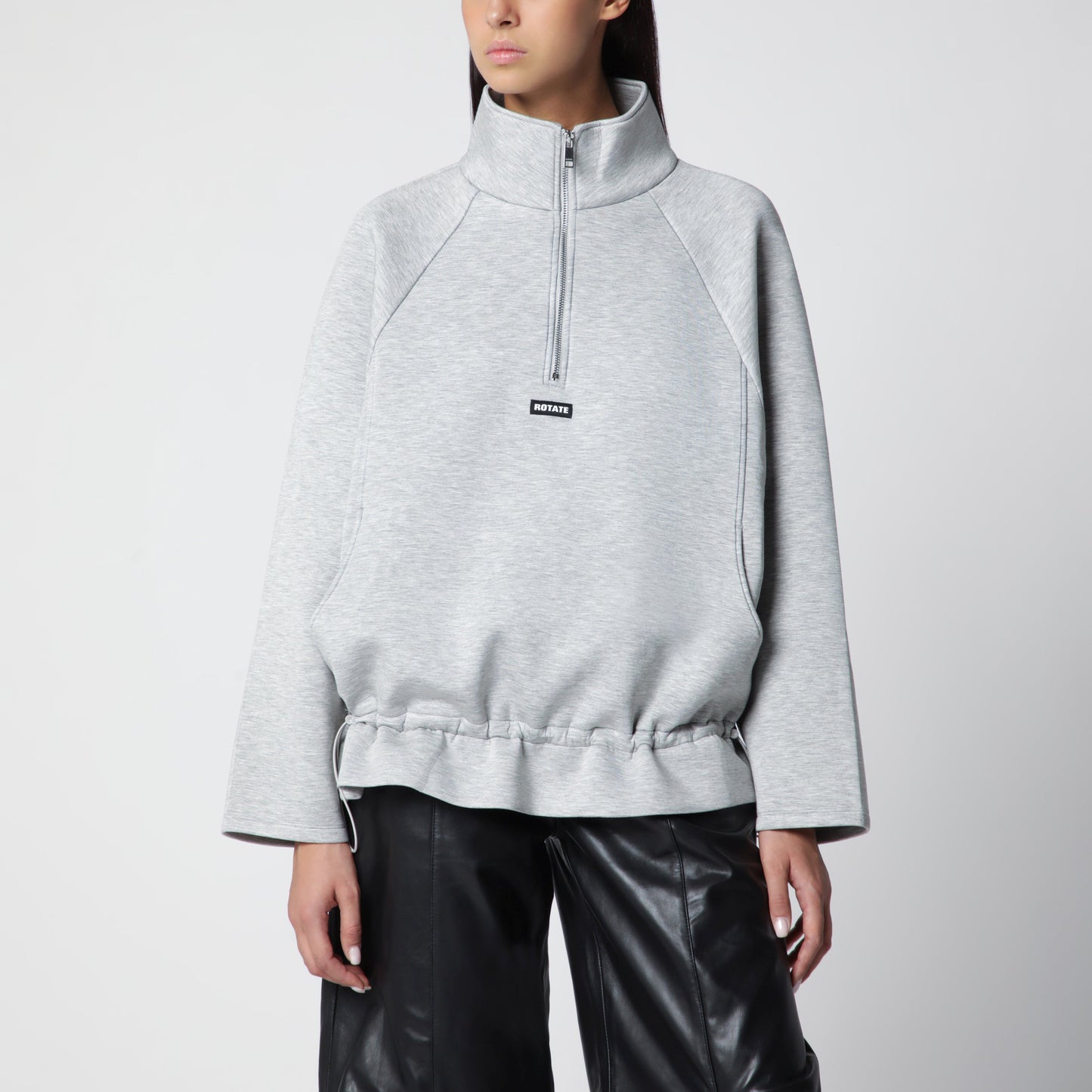 Rotate Light Grey Scuba Half Zip Jacket Women ROTATE