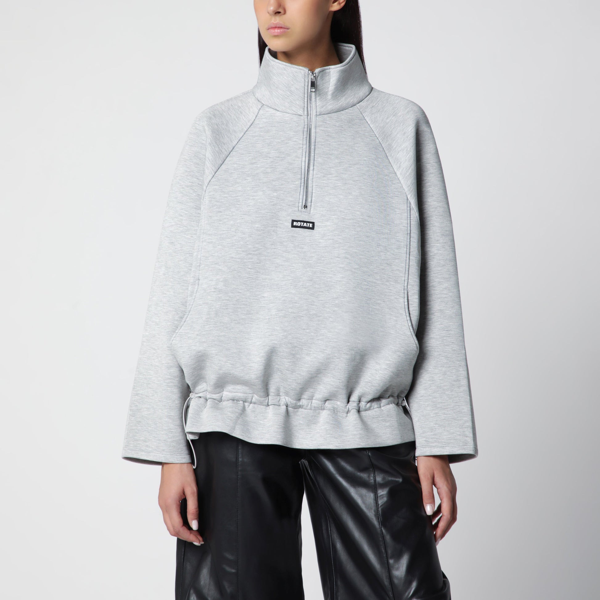 Rotate Light Grey Scuba Half Zip Jacket Women ROTATE