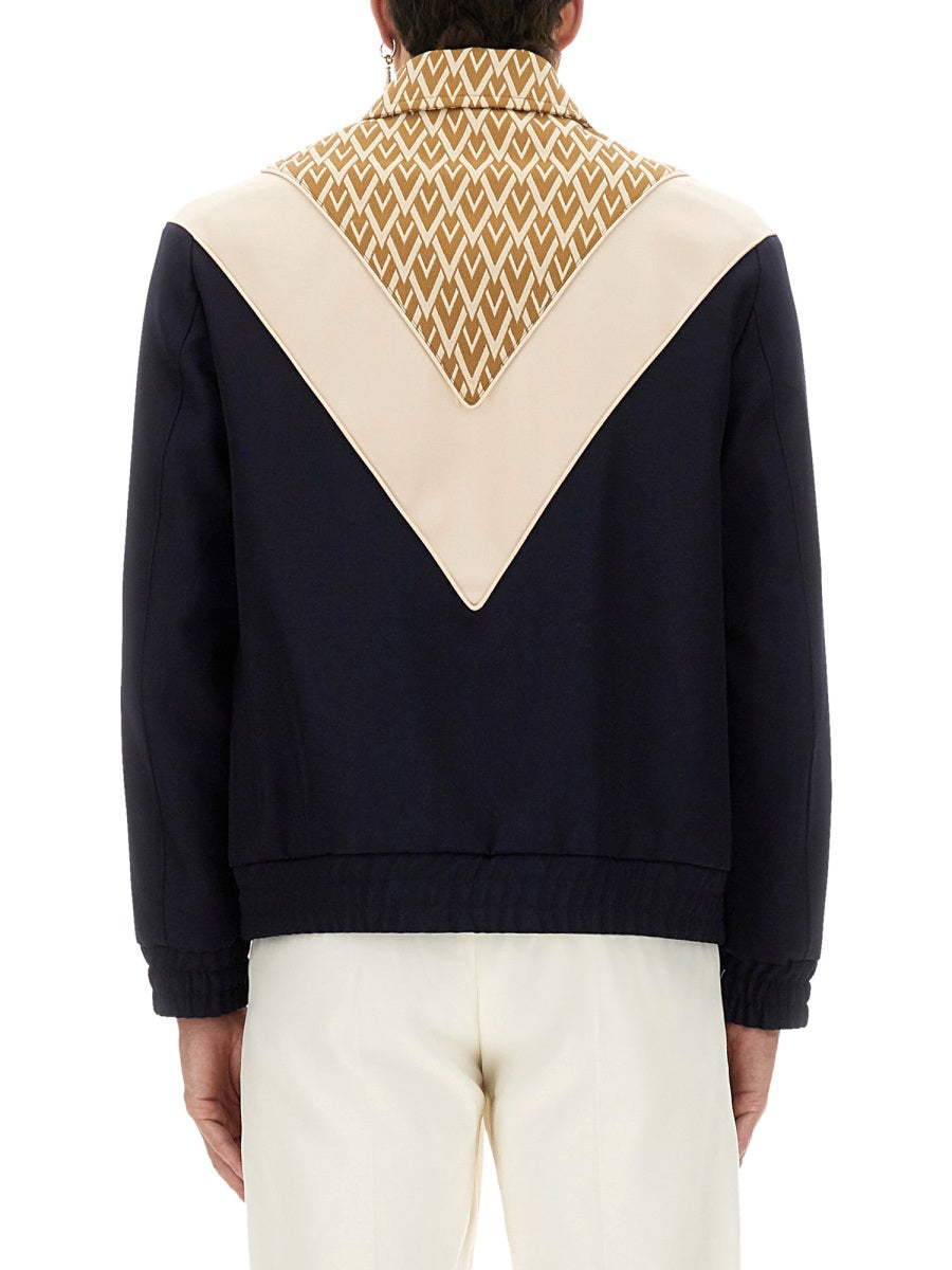 Valentino Men Wool Bomber Jacket With Print Toute La V VALENTINO