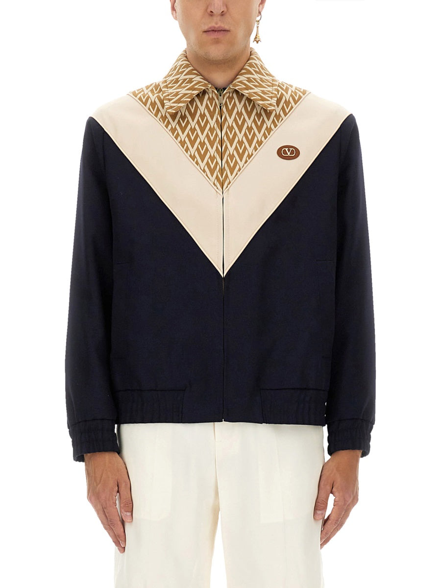 Valentino Men Wool Bomber Jacket With Print Toute La V VALENTINO