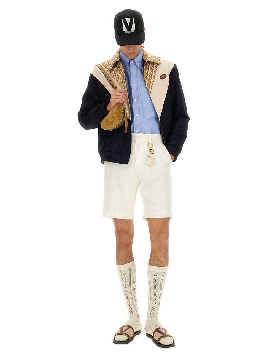 Valentino Men Wool Bomber Jacket With Print Toute La V VALENTINO