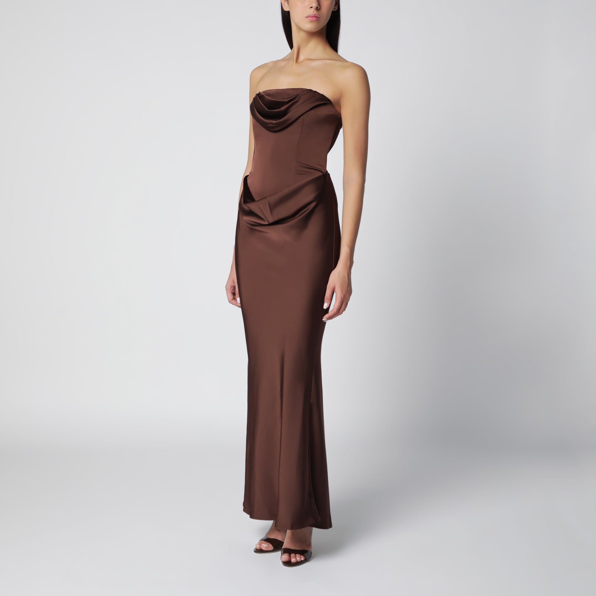 Rotate Strapless Maxi Dress With Brown Bodice Women ROTATE