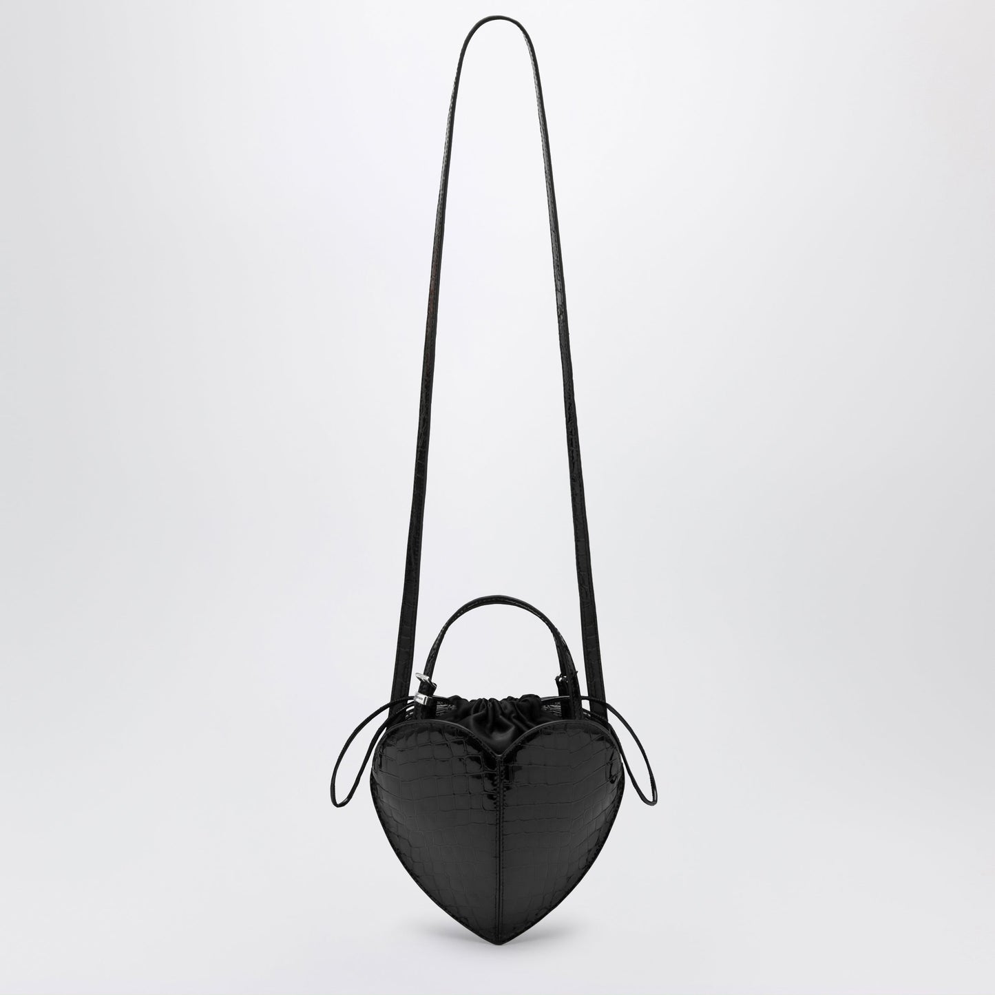 Rotate Heart Bag Croco Croc-Effect Patent Leather Bag In Black Women ROTATE