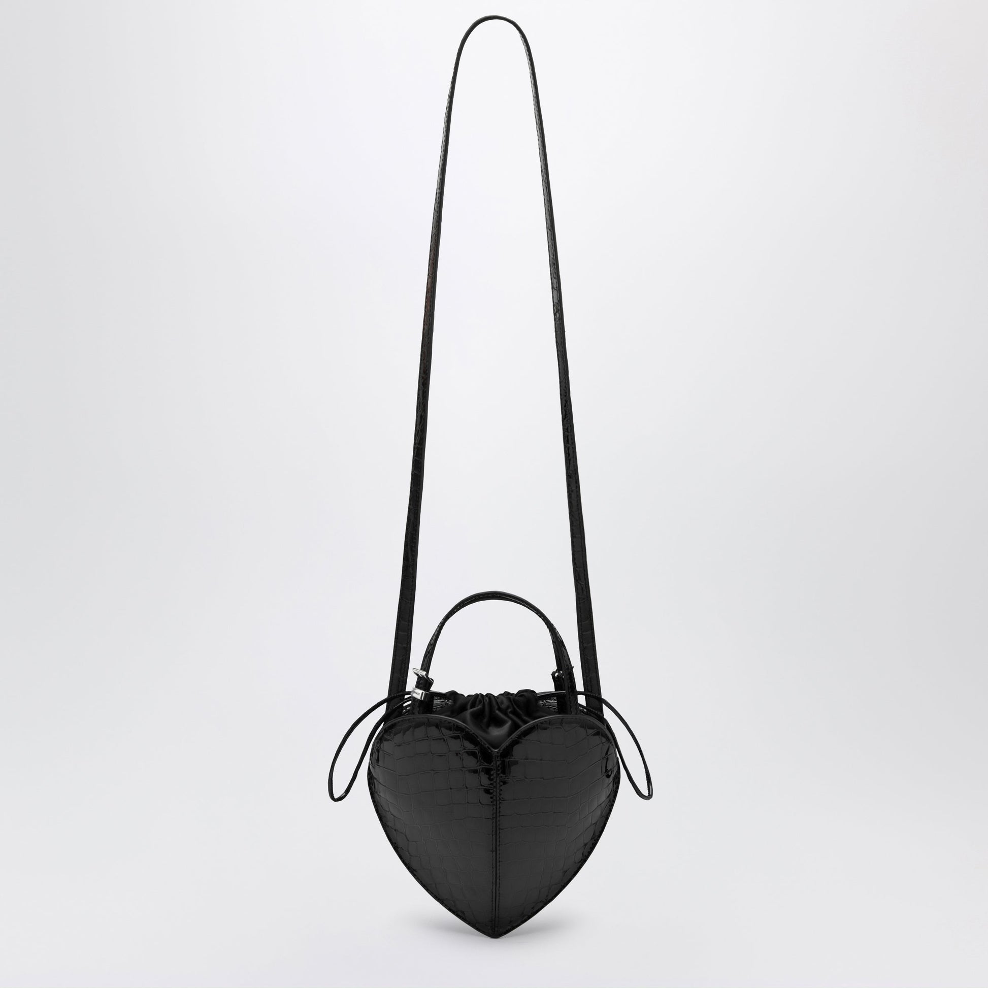 Rotate Heart Bag Croco Croc-Effect Patent Leather Bag In Black Women ROTATE