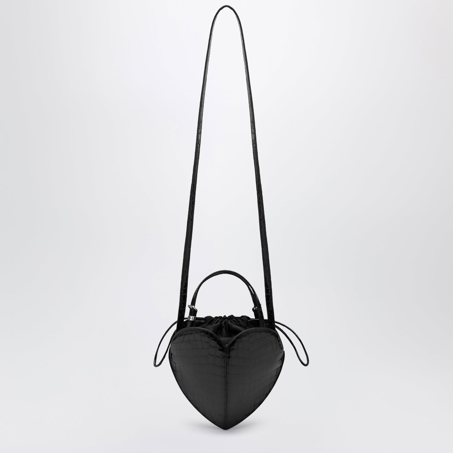 Rotate Heart Bag Croco Croc-Effect Patent Leather Bag In Black Women ROTATE