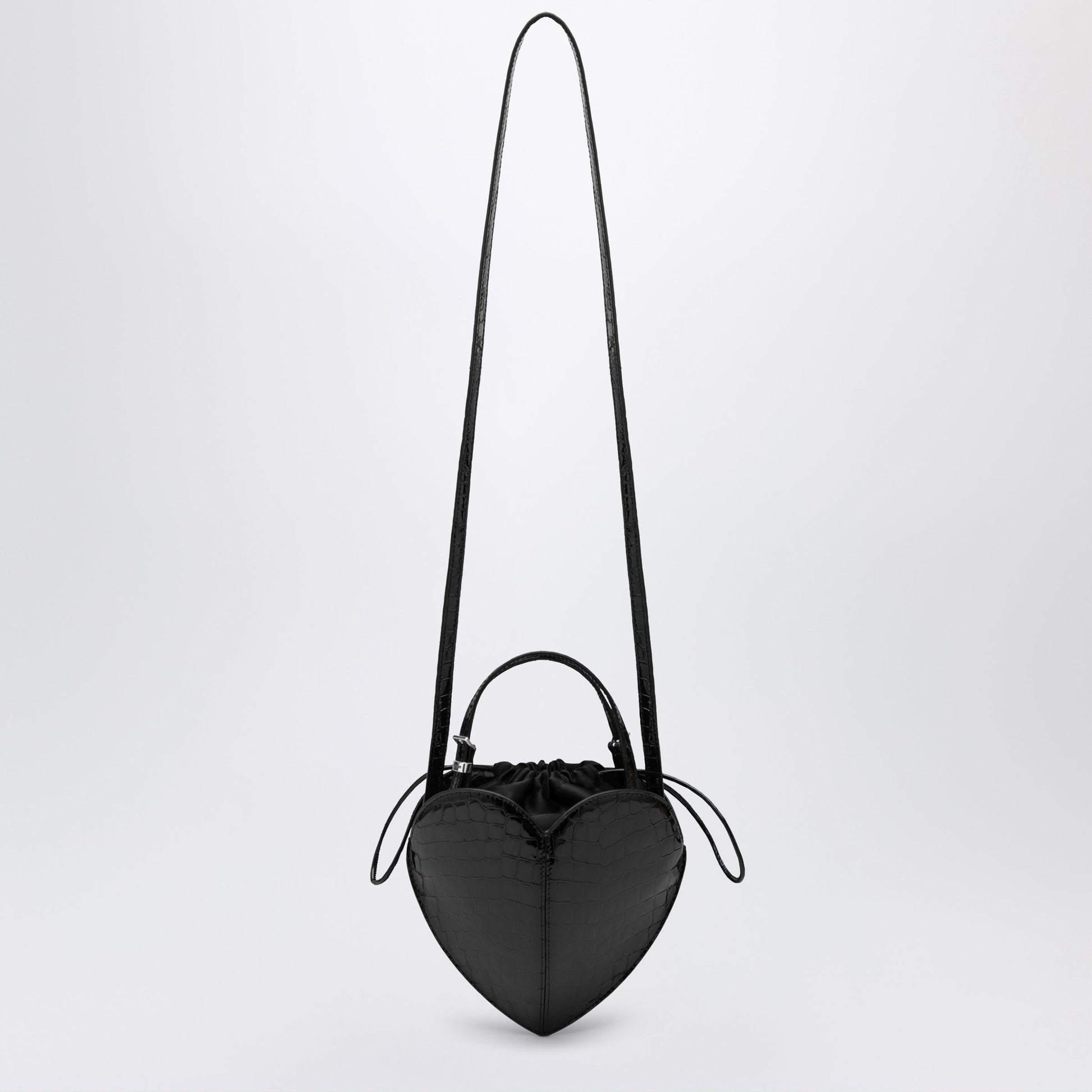 Rotate Heart Bag Croco Croc-Effect Patent Leather Bag In Black Women ROTATE