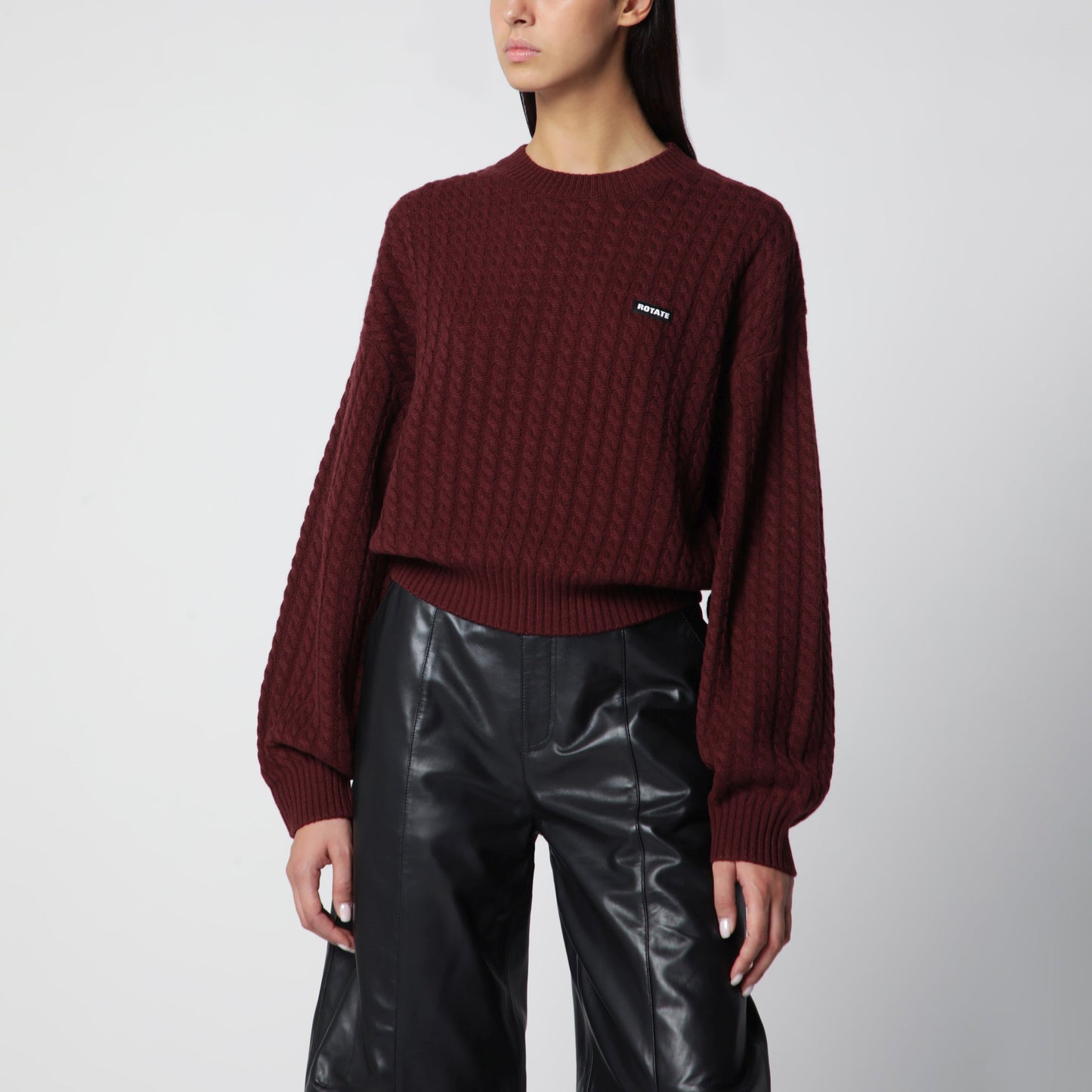 Rotate Chocolate Wool And Cashmere Cable-Knit Sweater Women ROTATE