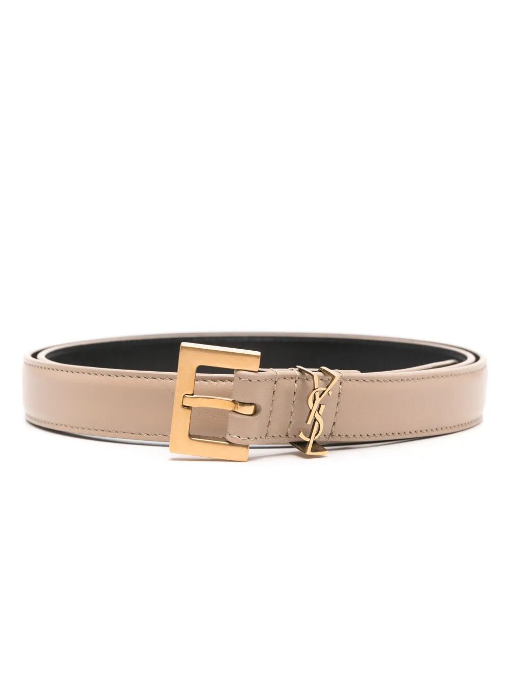Saint Laurent Women Cassandre Thin Belt With Square Buckle In Box Leather SAINT LAURENT