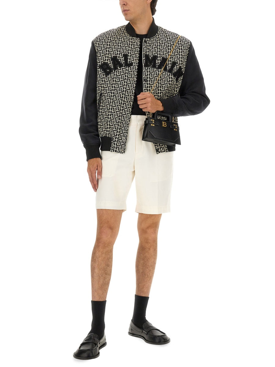 Balmain Men Monogrammed Varsity Jacket With Patches BALMAIN