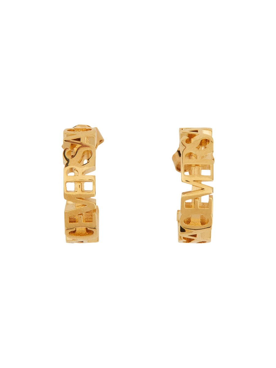 Versace Women Orecchini A Cerchio Con Logo VERSACE