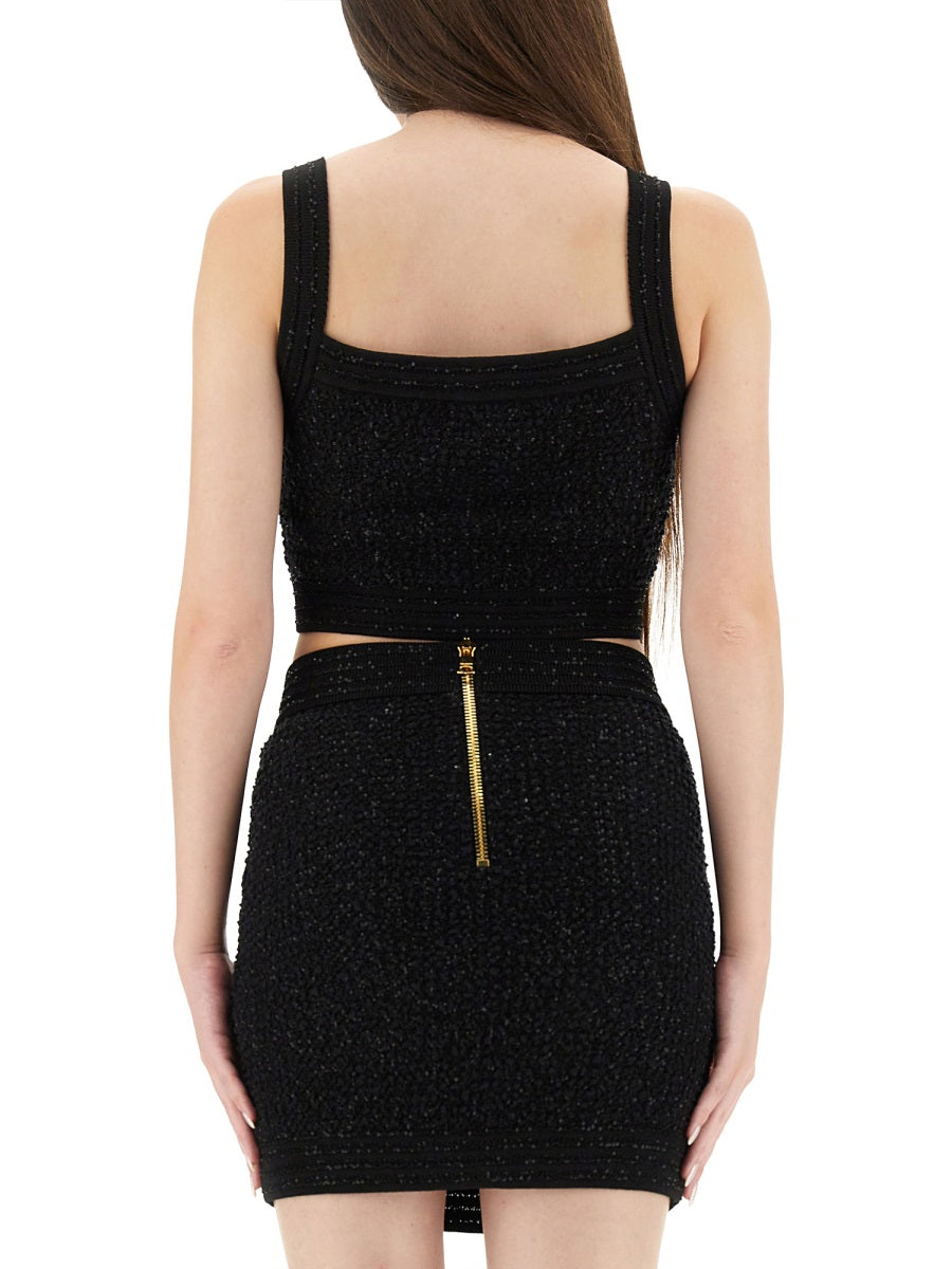 Balmain Women Tweed Crop Top BALMAIN