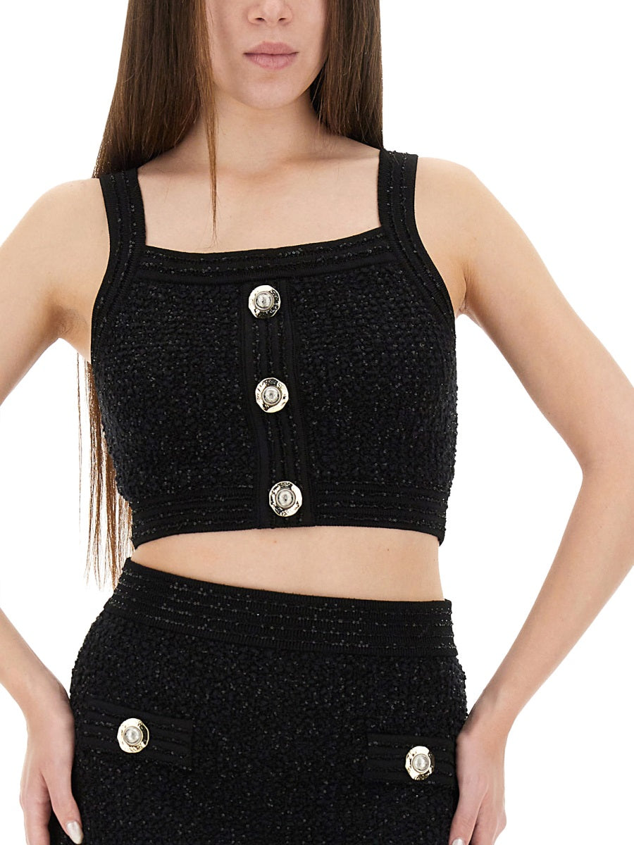 Balmain Women Tweed Crop Top BALMAIN