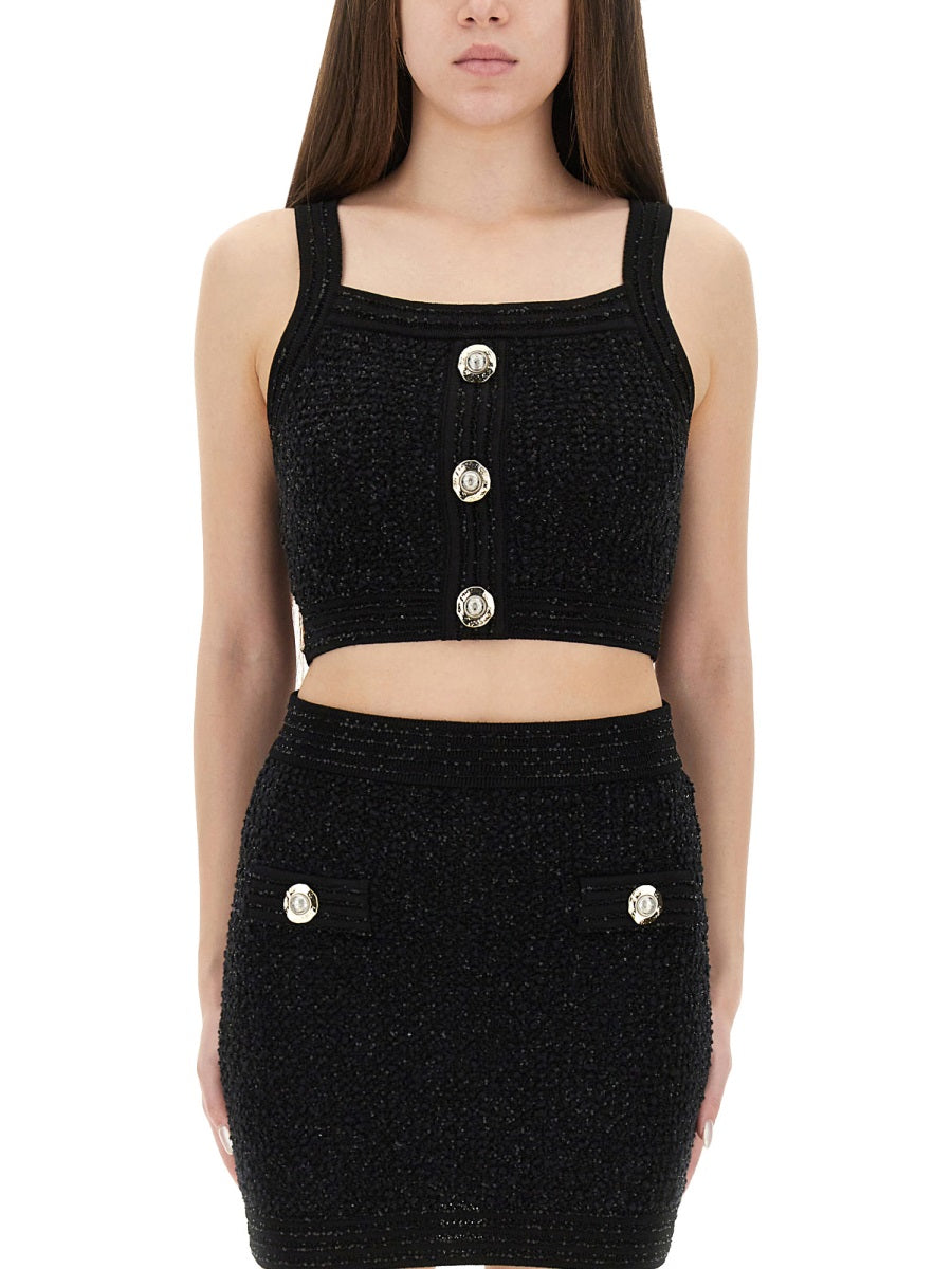 Balmain Women Tweed Crop Top BALMAIN