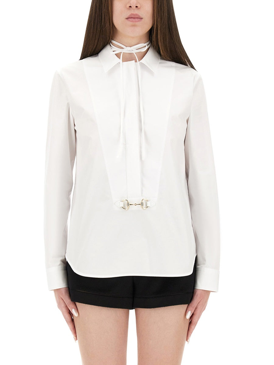 Gucci Women Cotton Poplin Shirt With Clamp GUCCI