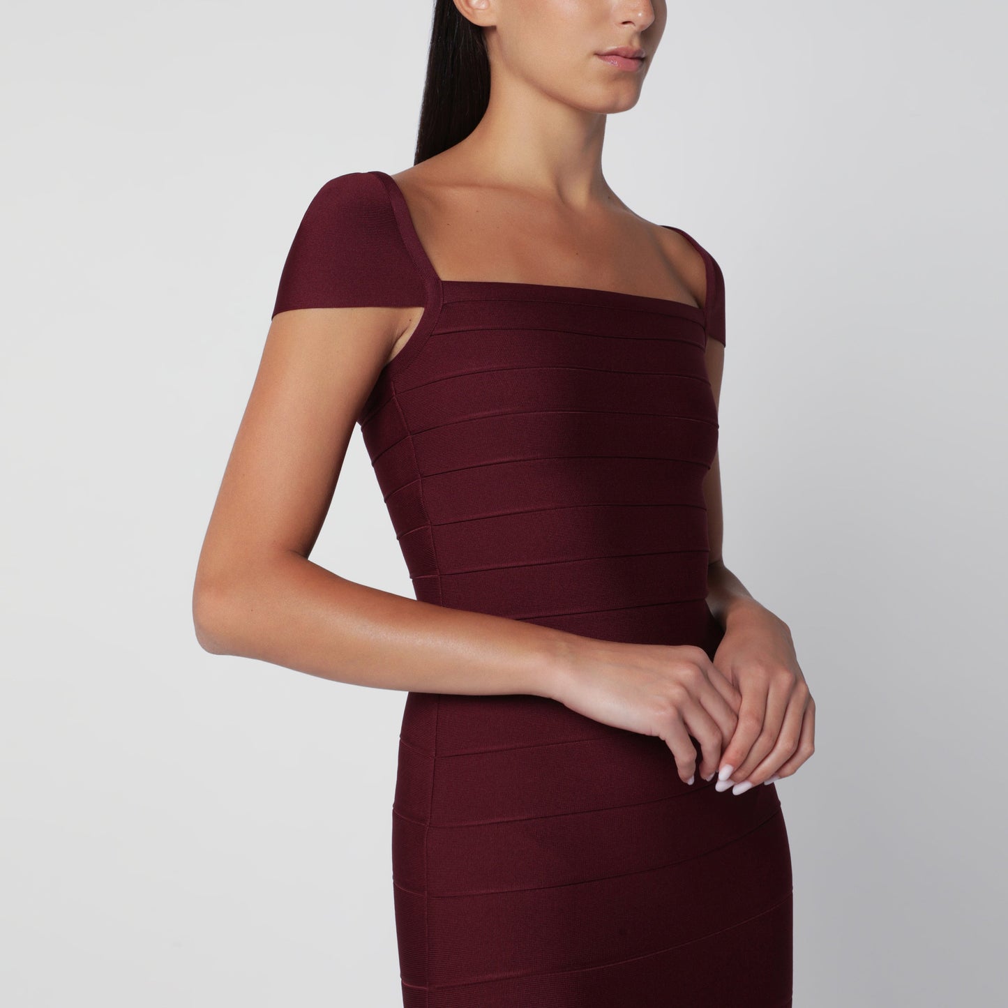 Rotate Fitted Midi Dress In Zinfandel Knit Women ROTATE